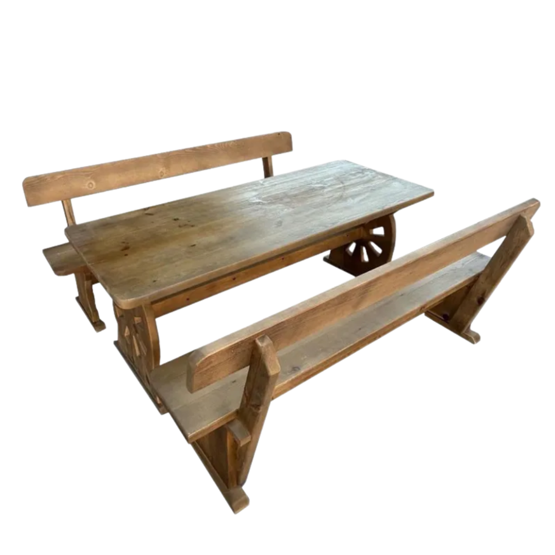 Висококачествен Баварски комплект Маса с 2 пейки 200 на 80см.от Масив