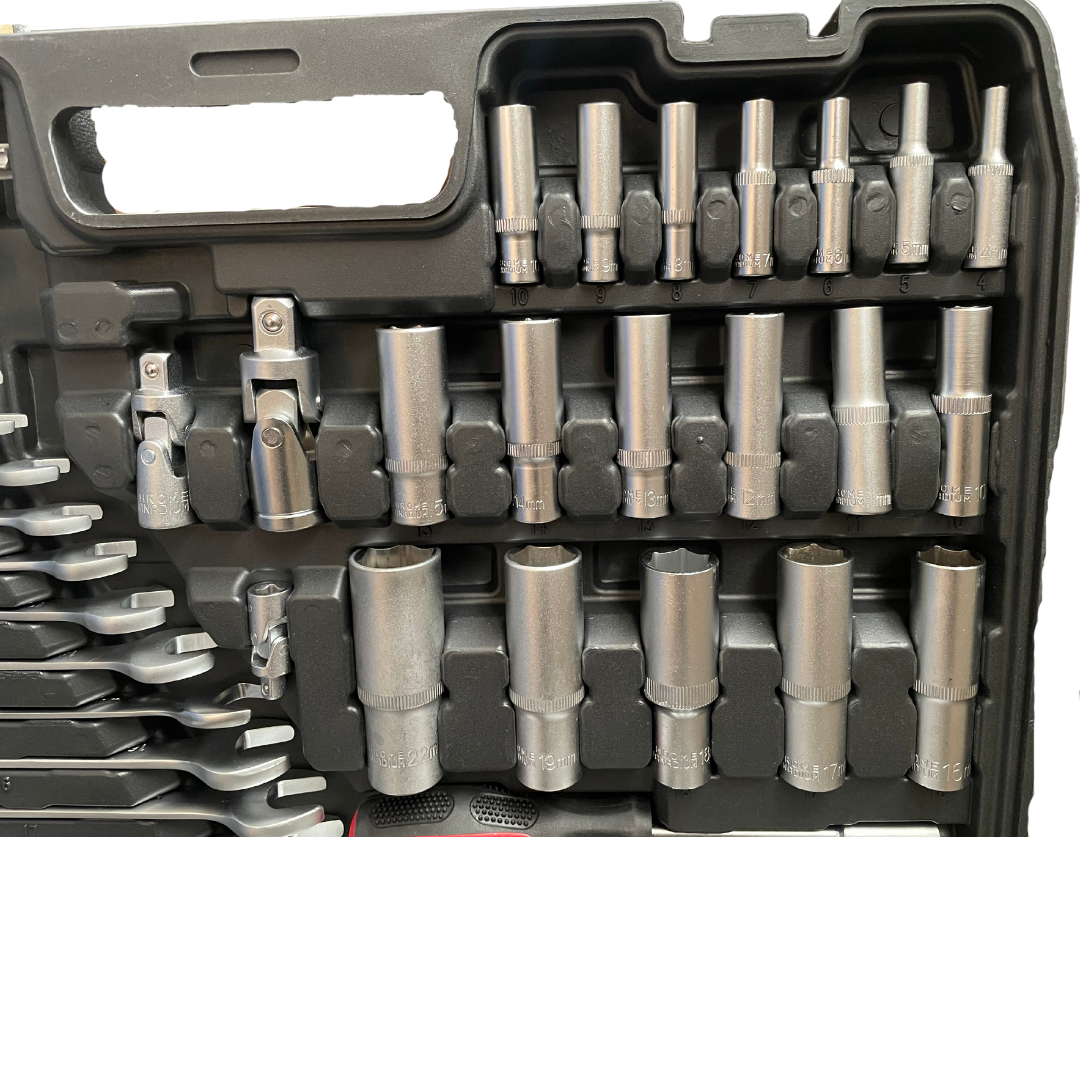 Комплект: Крик "Крокодил" 2 тона с куфар WerkBull + Професионално Гедоре с 216 части WerkBull