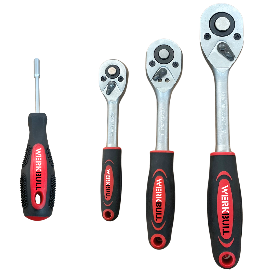 Комплект: Крик "Крокодил" 2 тона с куфар WerkBull + Професионално Гедоре с 216 части WerkBull