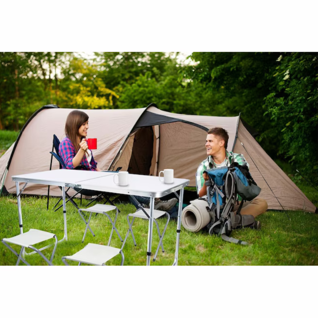 Преносима Алуминиева маса WerkBull с 4 стола,90x70x70 см