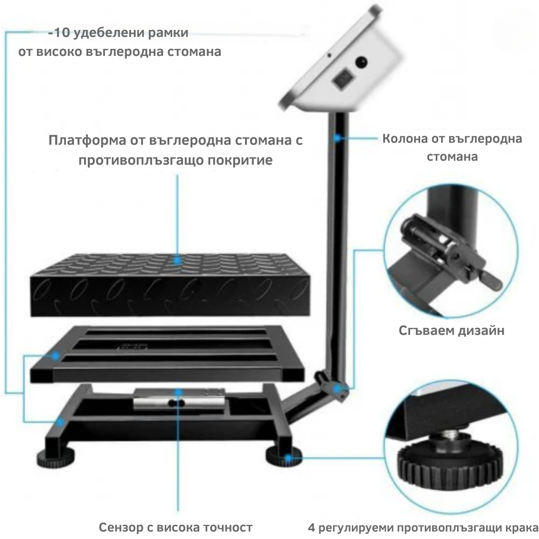 Платформена електронна везна до 300кг - платформен кантар с дисплей