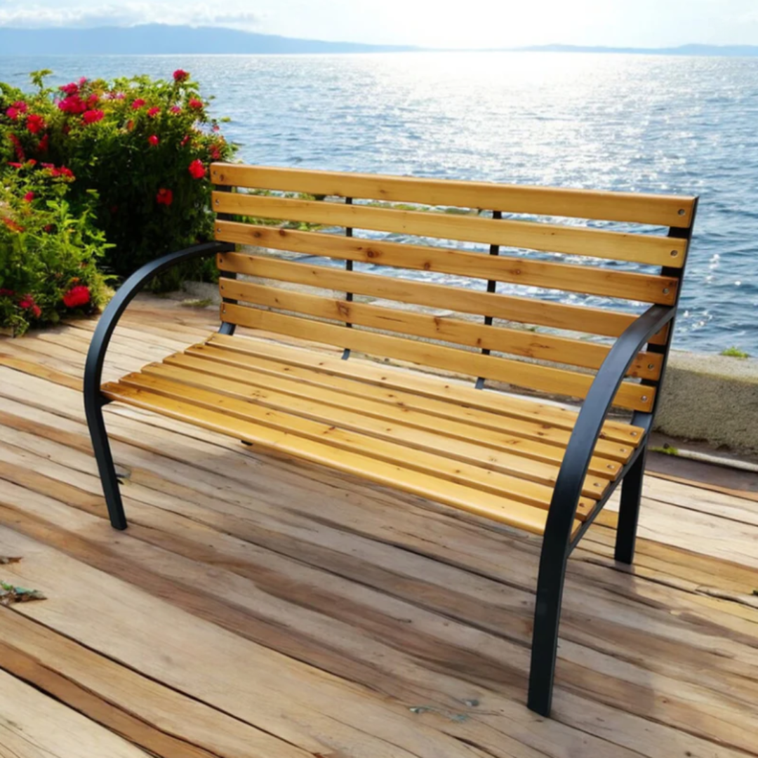 Градинска Пейка с метални крака 125 х 60 х 85см