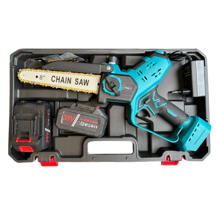 Немска акумулаторна Безчеткова резачка 25см с Автоматично Омасляване и дисплей за нивото на батерията + две закалени вериги