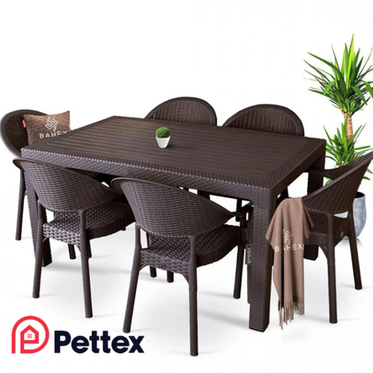 Високо качествен градински комплект от маса и 6 овални стола