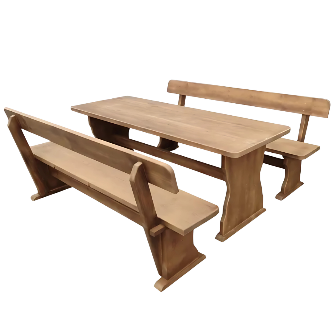 Комплект Баварска Дървена Маса с 2 пейки 160/80 и 200/80см