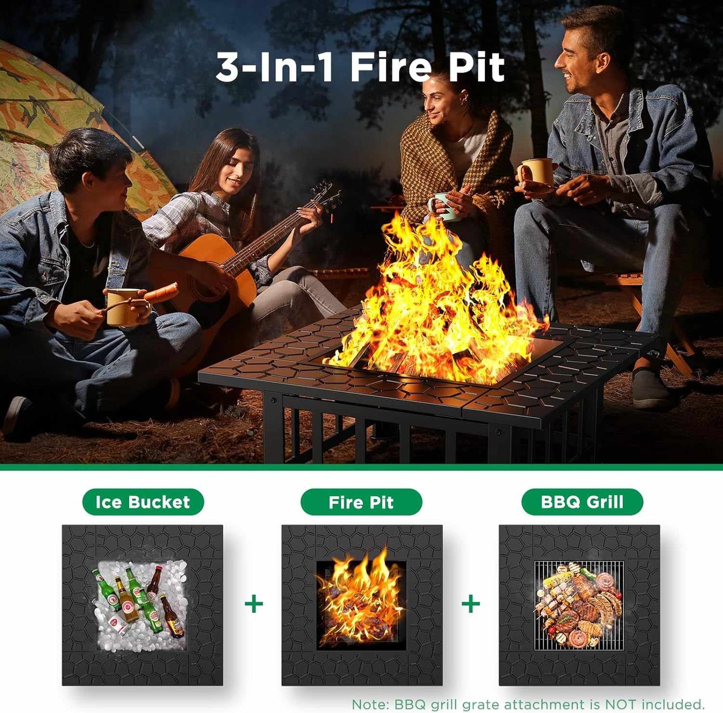 Тройно Удоволствие: Маса 'Ice and Fire' - Пещ за BBQ, Камина и Ледарка в Едно