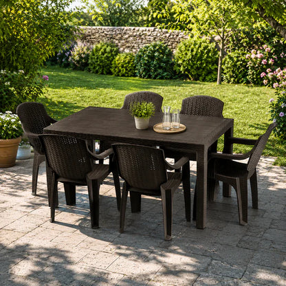 Градински комплект с маса Verona 150×90 см и 6 стола – ратанова визия | 2 цвята