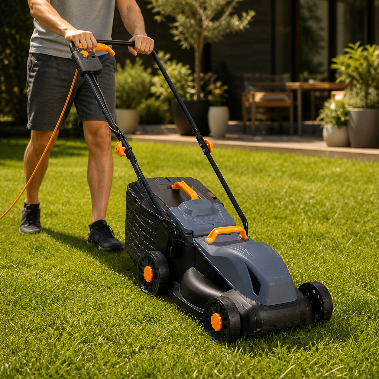 Електрическа косачка Werkbull Germany 1800W с кош 25L и регулиране на височината