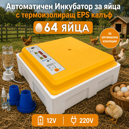Автоматичен инкубатор за яйца с термоизолиращ стиропорен калъф