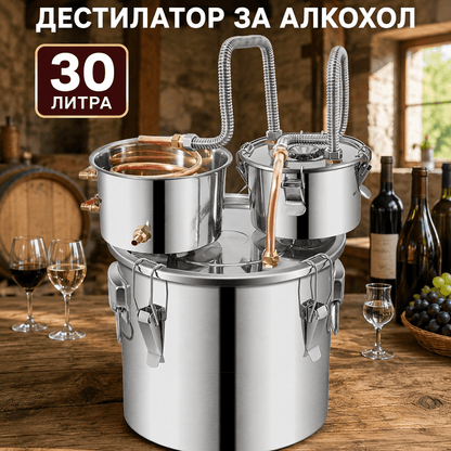 Дестилатор за алкохол, вода и етерични масла – казан за ракия