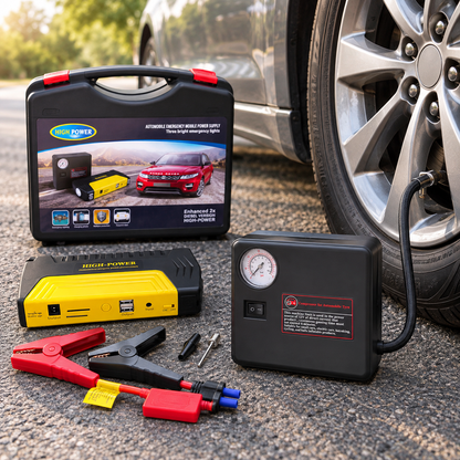 Мултифункционален Комплект Стартерно Устройство High Power Jump starter за кола и компресор