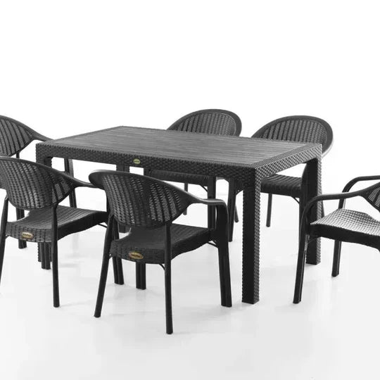 Градински комплект с маса Terra 150×90 см и 6 стола – ратанова визия | 2 цвята