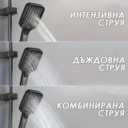 Душ система Luno с термостат и LED дисплей – тропически душ, ръчен и хигиенен душ