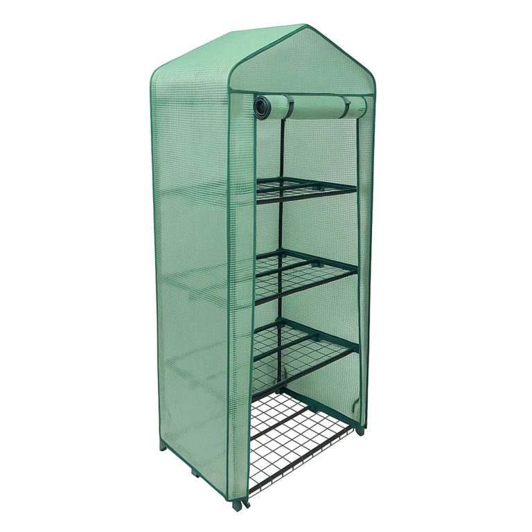 Мини парник-оранжерия за разсад с 4 рафта – 90×49×160 см, стоманена рамка