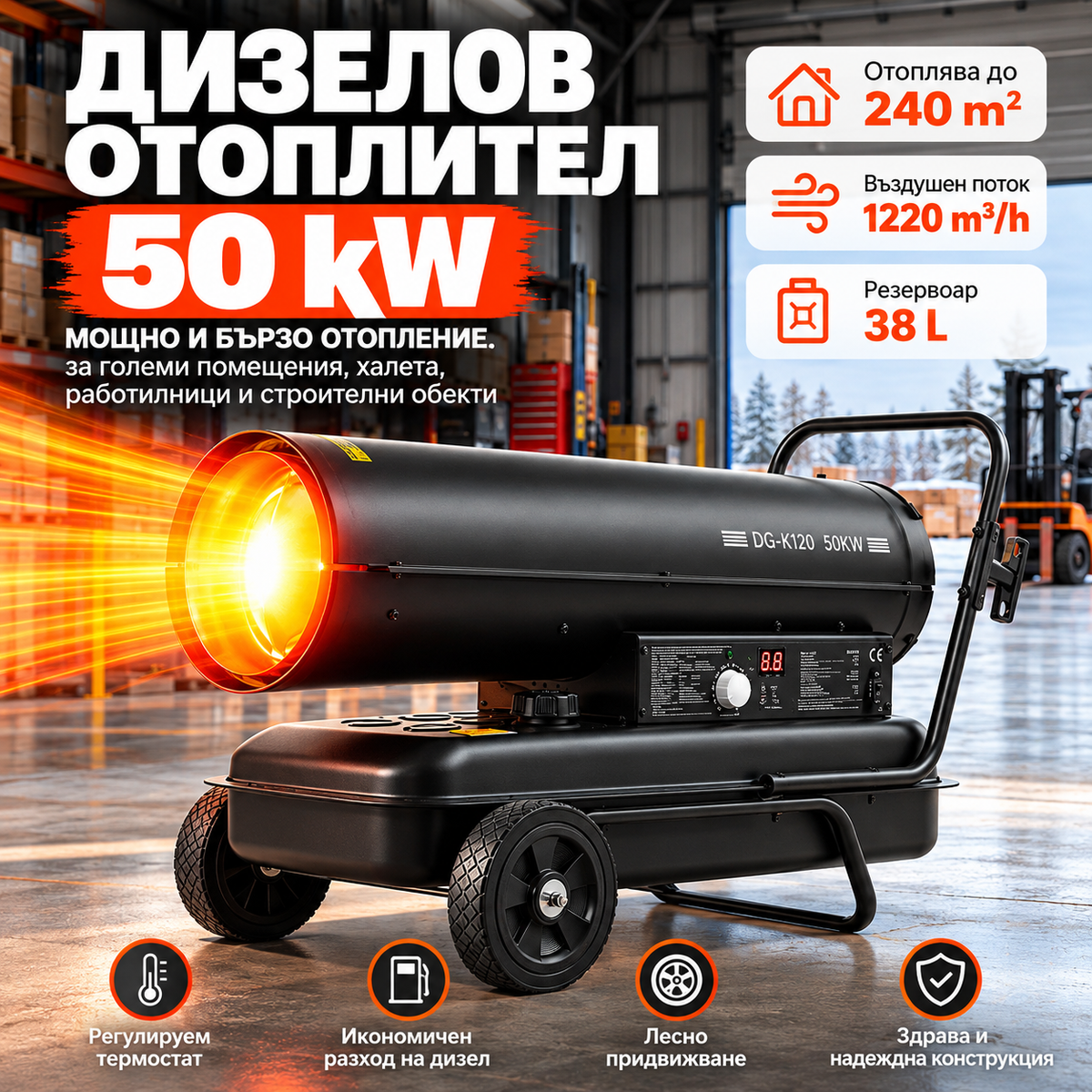 Дизелов калорифер 50 kW – снимка 1