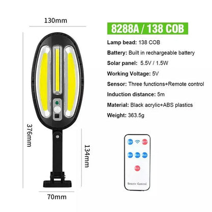 3БР СОЛАРНА LED УЛИЧНА ЛАМПА 600 W ,HB8288A, ОВАЛНА, 138 LED COB